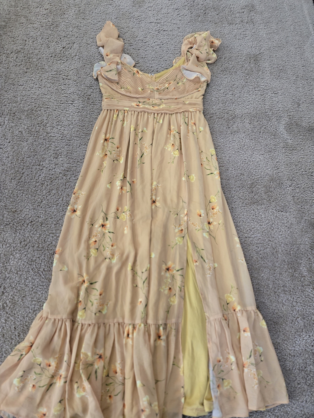 Birdy Grey Yellow Floral Ruffle-Strap Dress